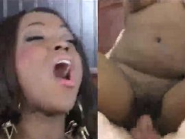 Chubby Black Girl Pleasures Her Pussy On White Cock